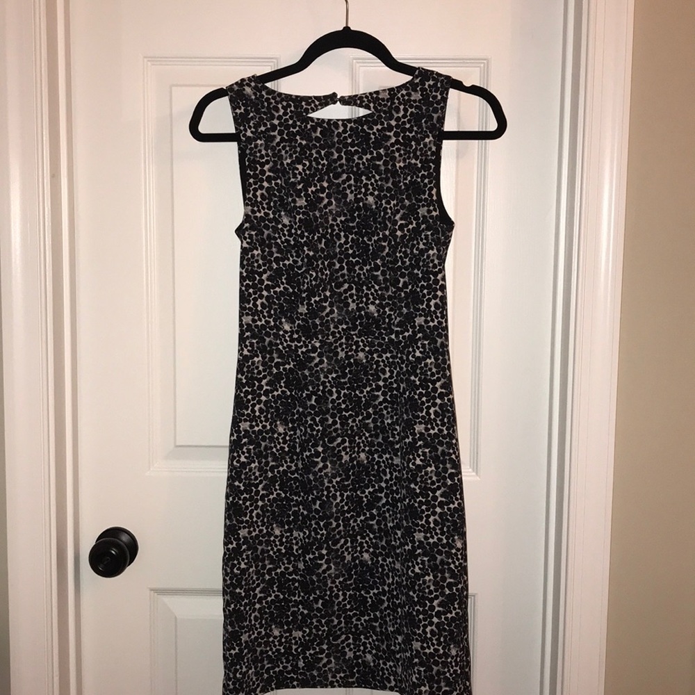 Navy print shift dress